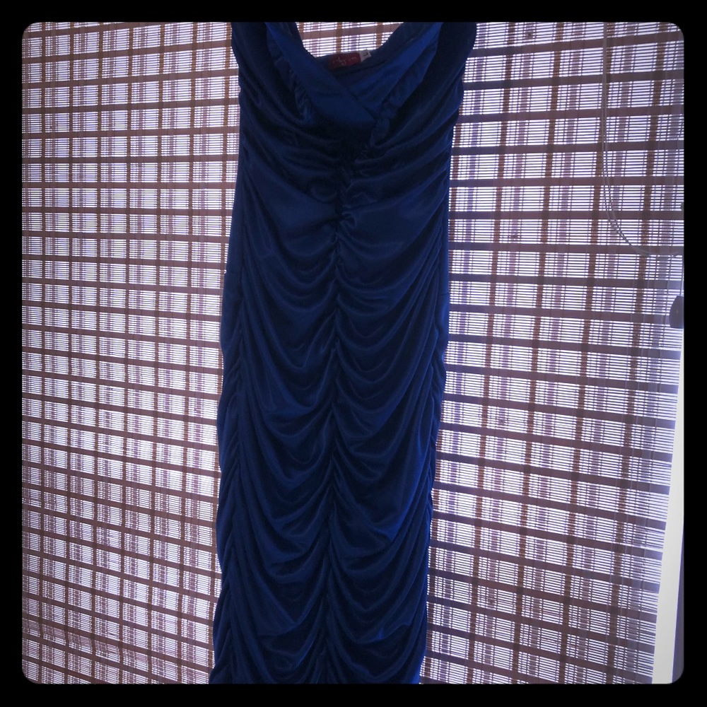 Strapless a sexy Blue Satin Dress